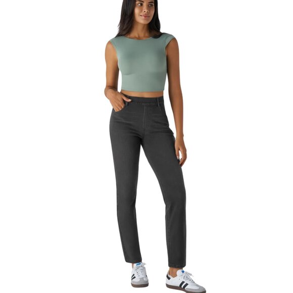 HALARA Magic Denim High Waist Pull On Straight Leg Black Wash ST & XL NWOT - Picture 3 of 12